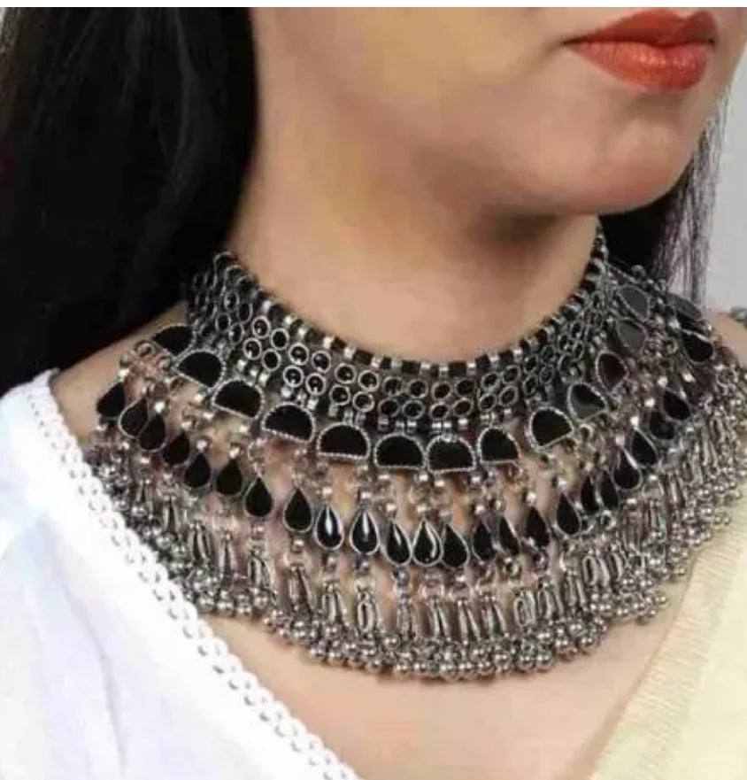 Black meenakari oxidised jewellery